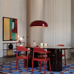 Wide metal bowl pendant light