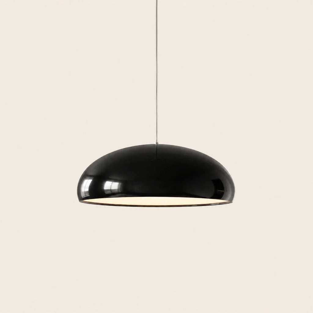 Wide metal bowl pendant light, Black, 35cm wide