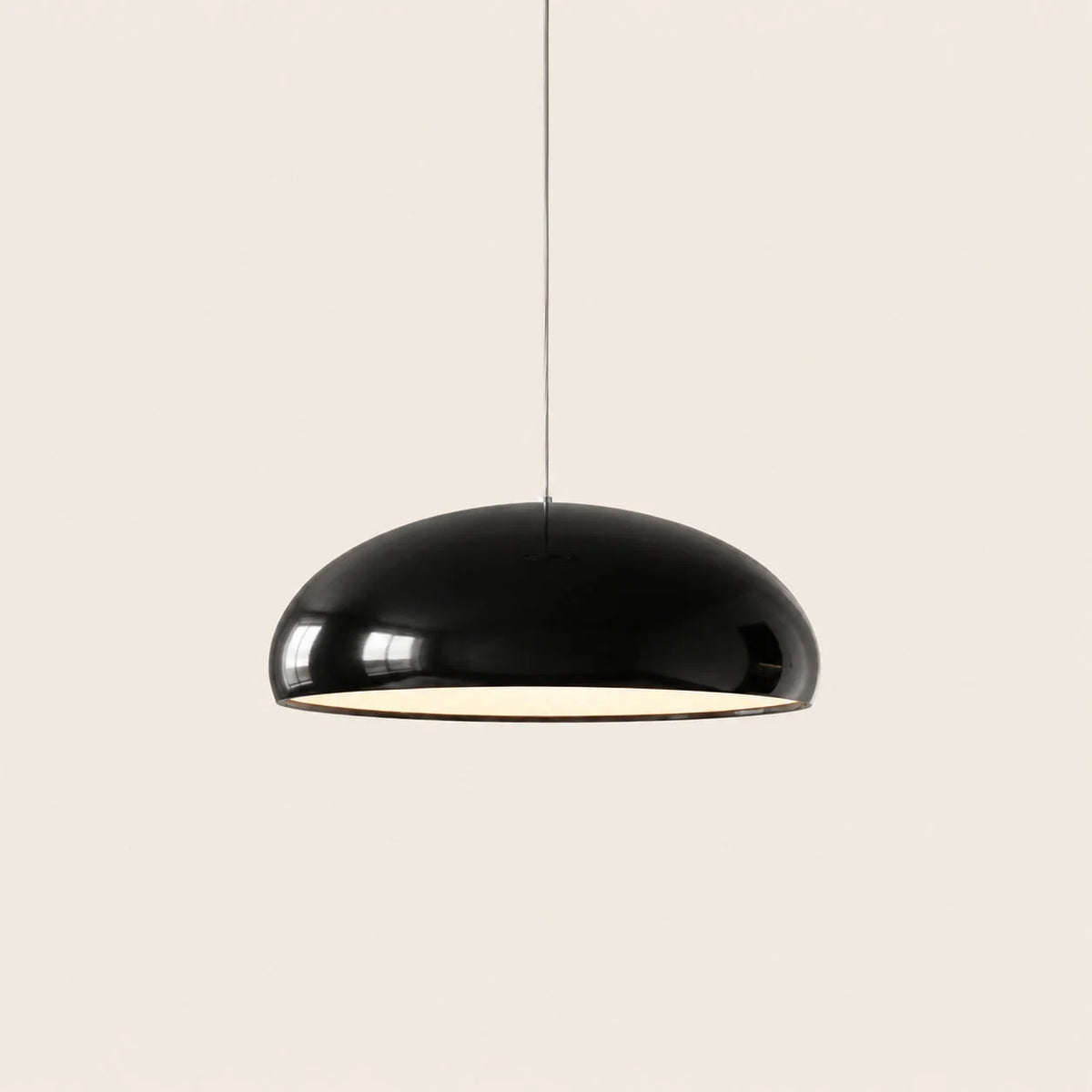 Wide metal bowl pendant light, Black, 35cm wide