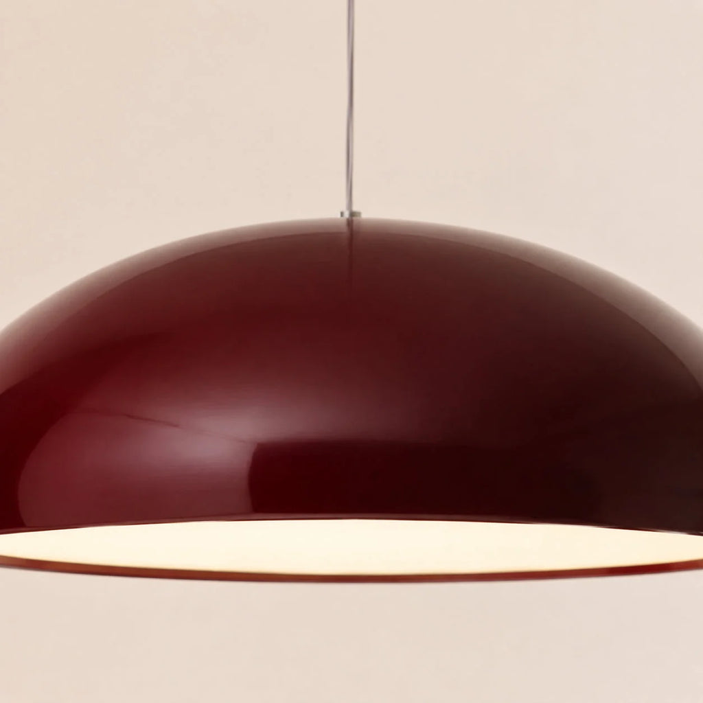 Wide metal bowl pendant light