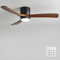 Wooden blade ceiling fan with LED light, Black with walnut-tone blades, 91cm (36in)