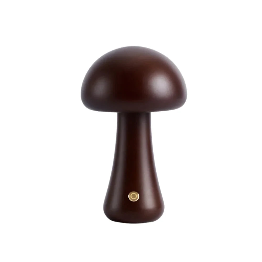 Wooden mushroom cordless table lamp, Walnut, Tall and slim