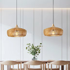Wooden slatted dome pendant light, Natural wood