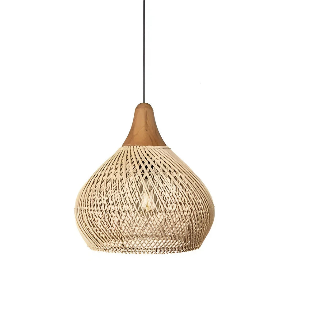 Woven rattan teardrop pendant light, Natural, 40cm