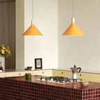 Steel Coolie Pendant, a pair over a kitchen island