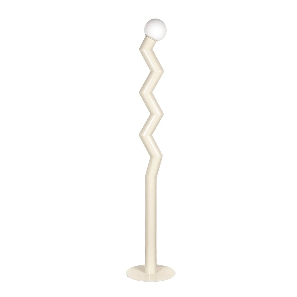 Zigzag floor lamp with frosted glass globe, cream version