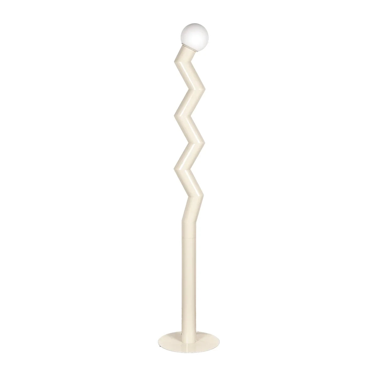 Zigzag floor lamp with frosted glass globe, cream version