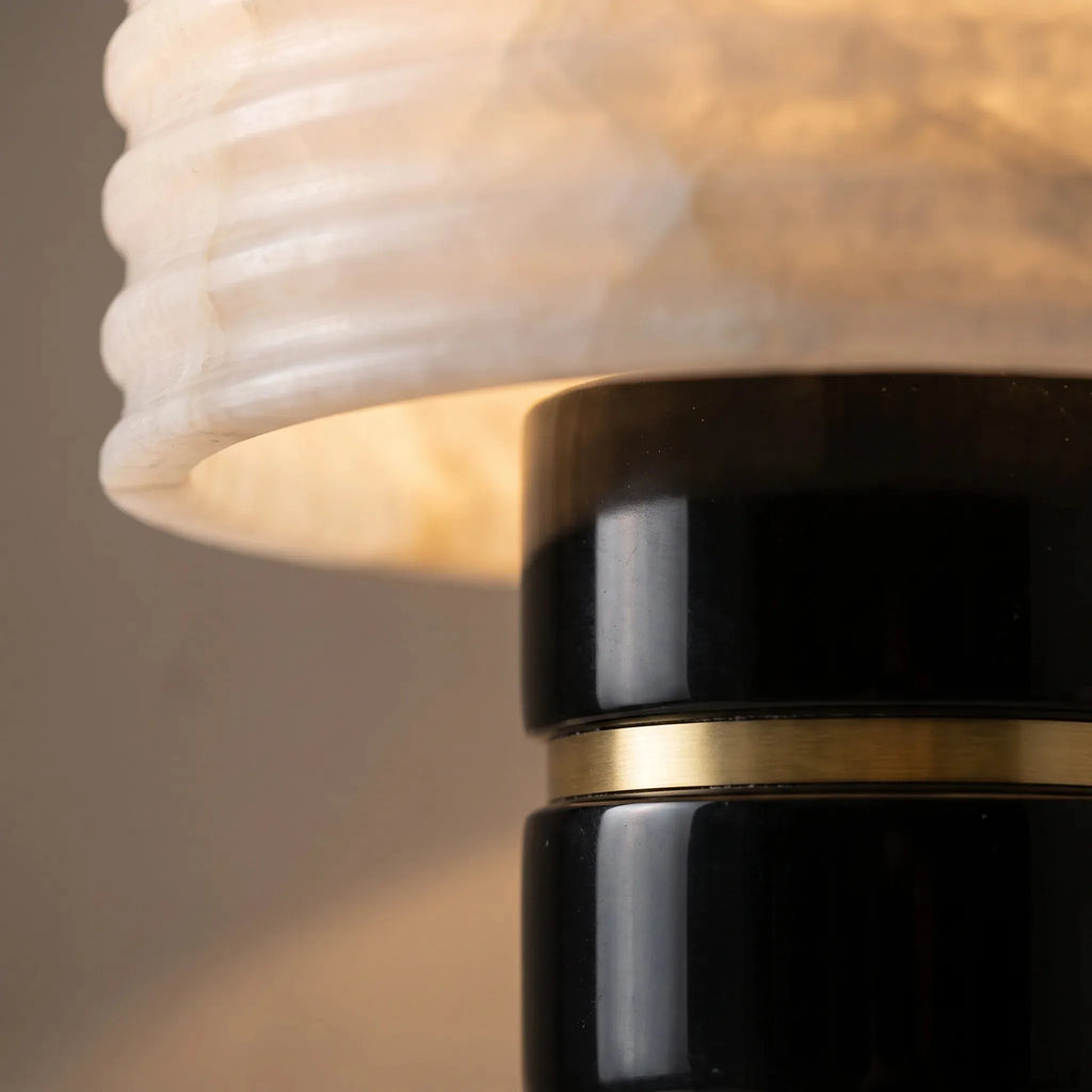 Ribbed Alabaster Drum Table Lamp