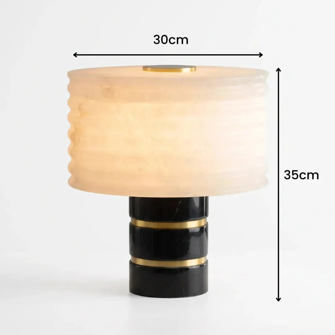 Ribbed Alabaster Drum Table Lamp