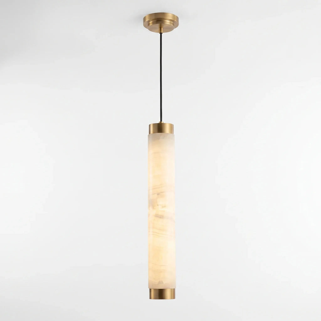 Slim Alabaster Cylinder Pendant Light