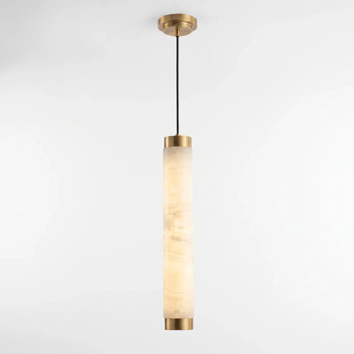 Slim Alabaster Cylinder Pendant Light
