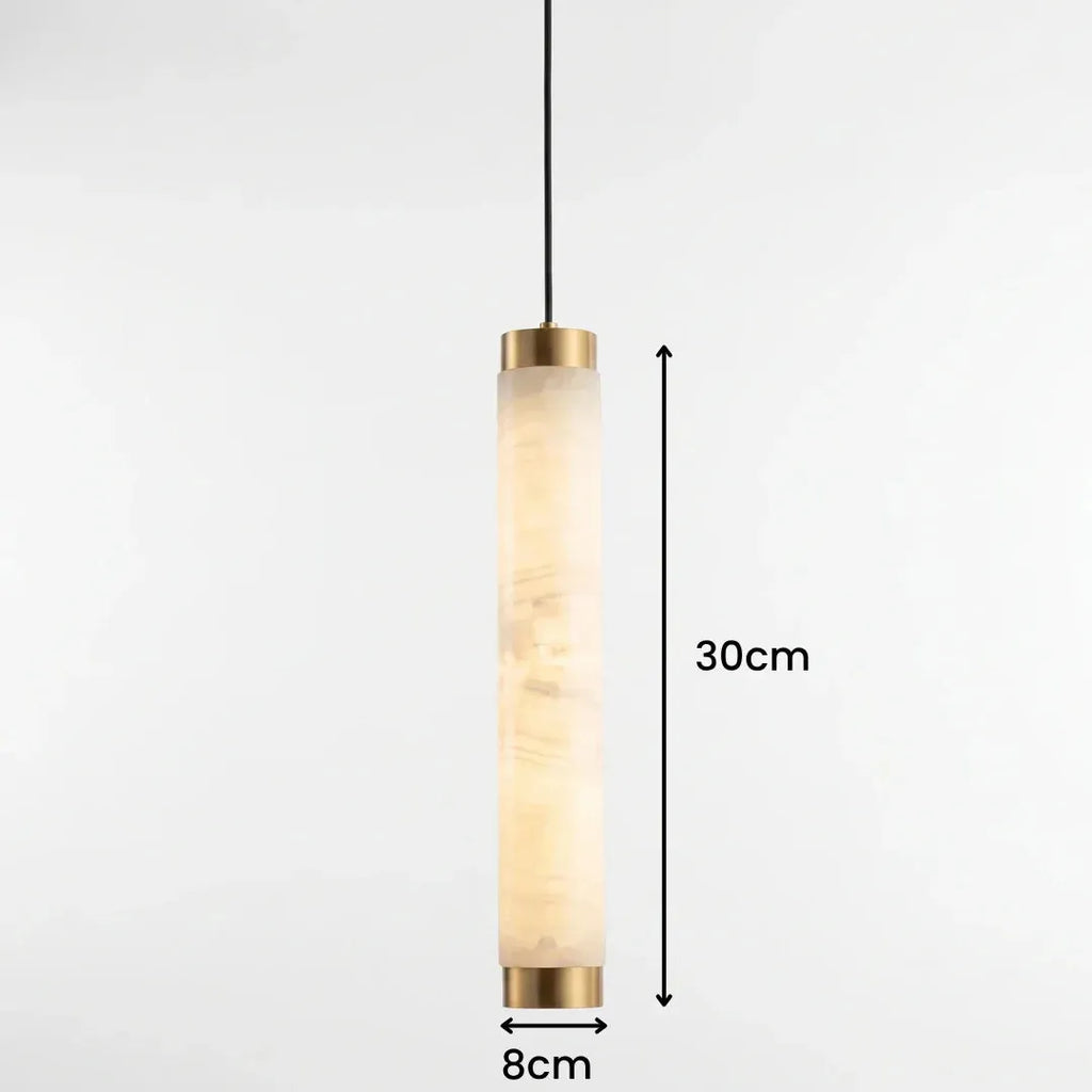 Slim Alabaster Cylinder Pendant Light