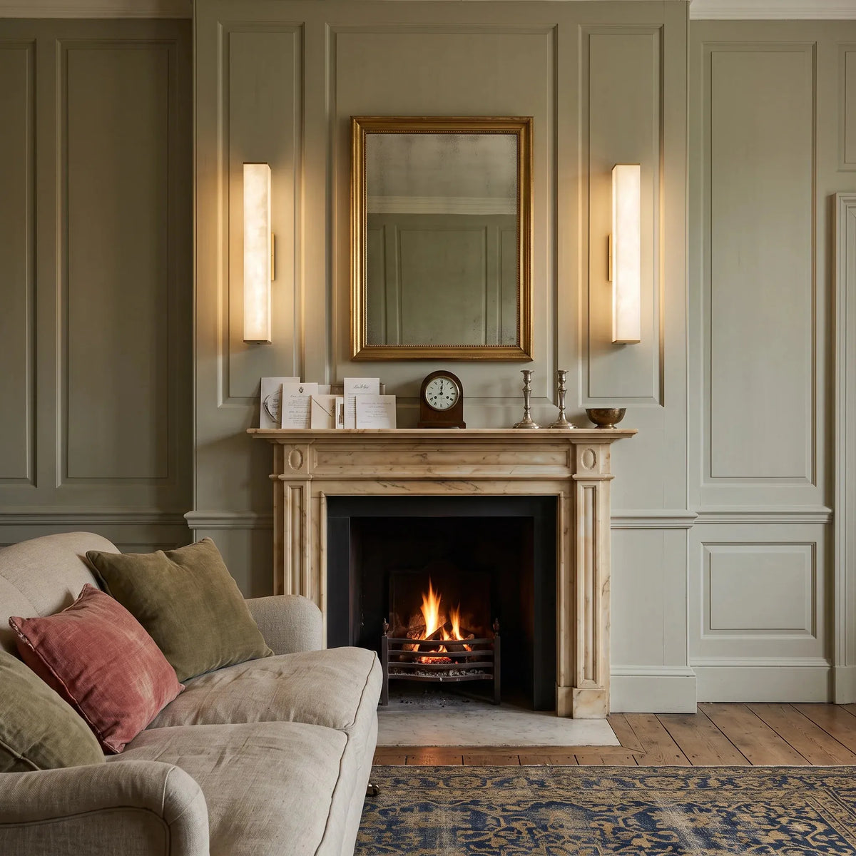 Square Alabaster Column Wall Light