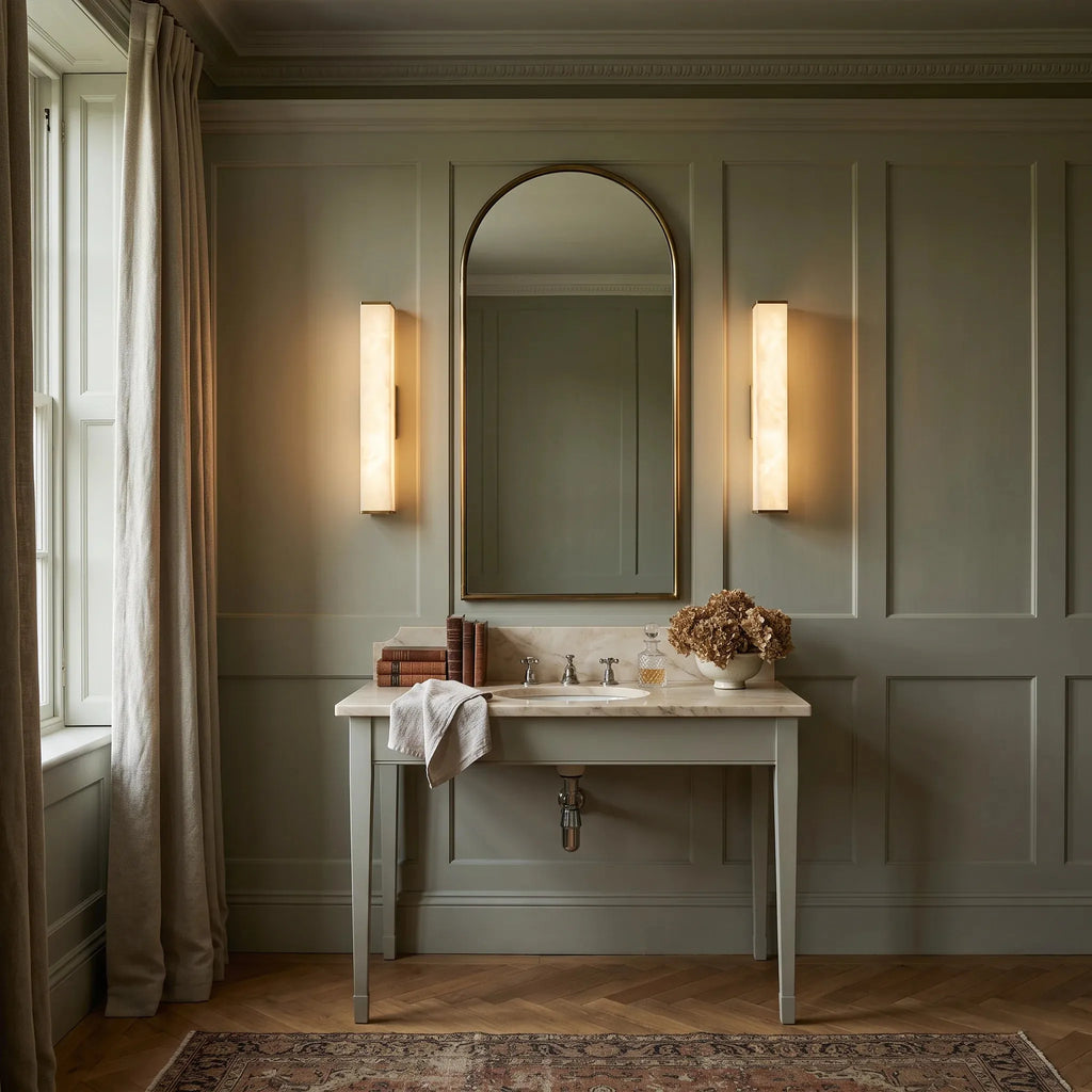 Square Alabaster Column Wall Light