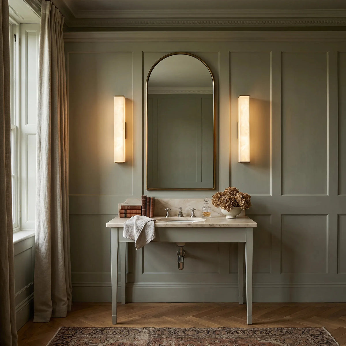 Square Alabaster Column Wall Light