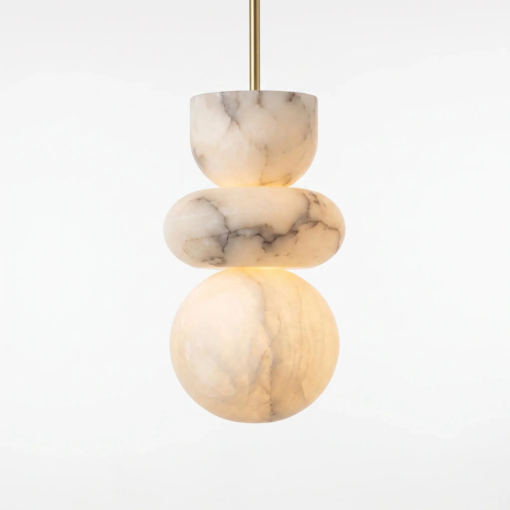 Stacked Alabaster Brass Pendant Light