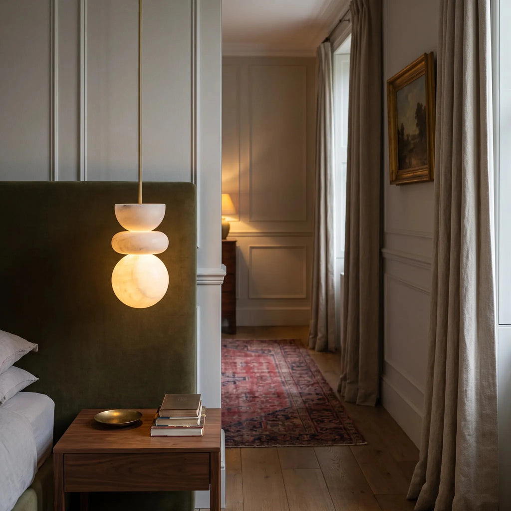 Stacked Alabaster Brass Pendant Light