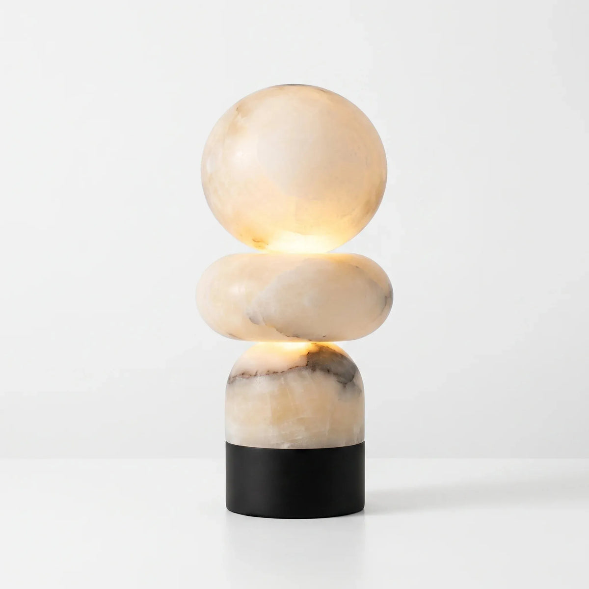 Stacked Alabaster Table Lamp Black Base
