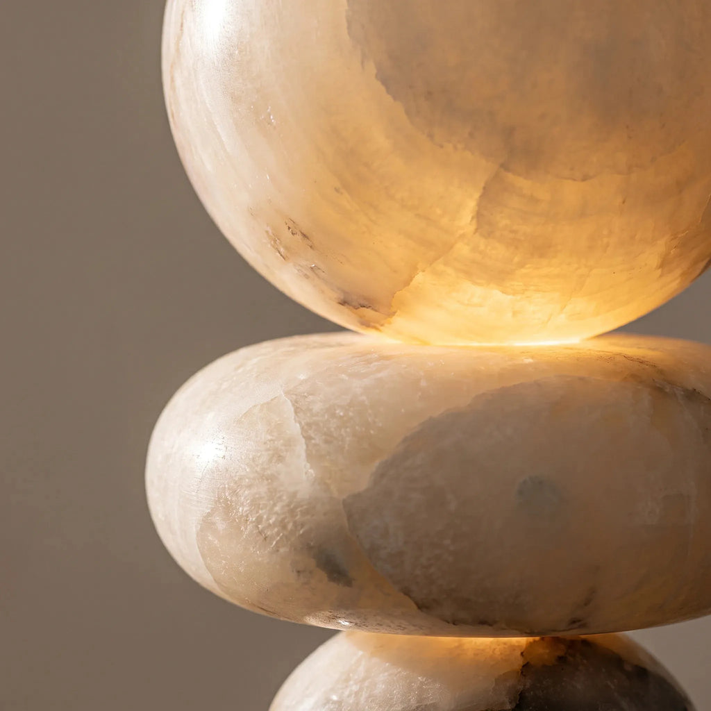 Stacked Alabaster Table Lamp Black Base