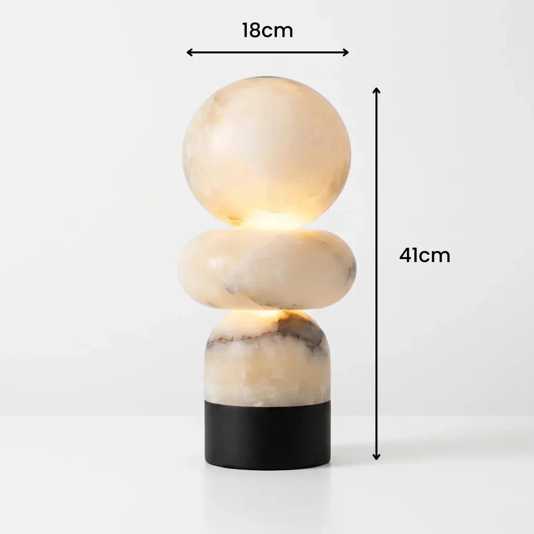 Stacked Alabaster Table Lamp Black Base