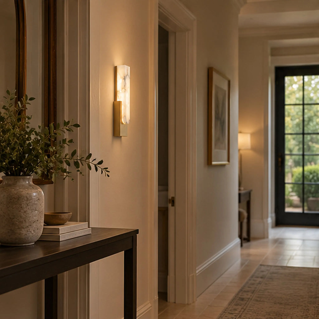 Tall Alabaster Channel Wall Light