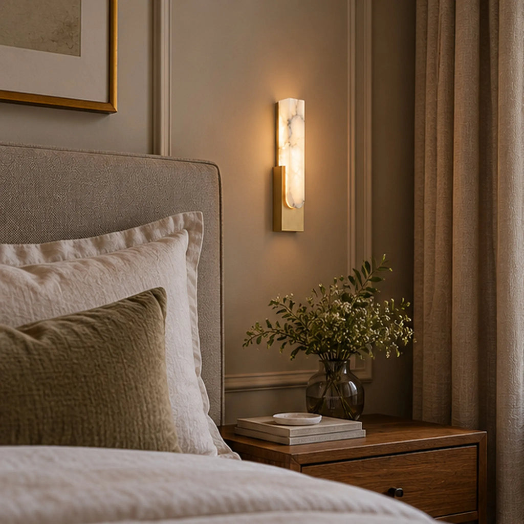 Tall Alabaster Channel Wall Light