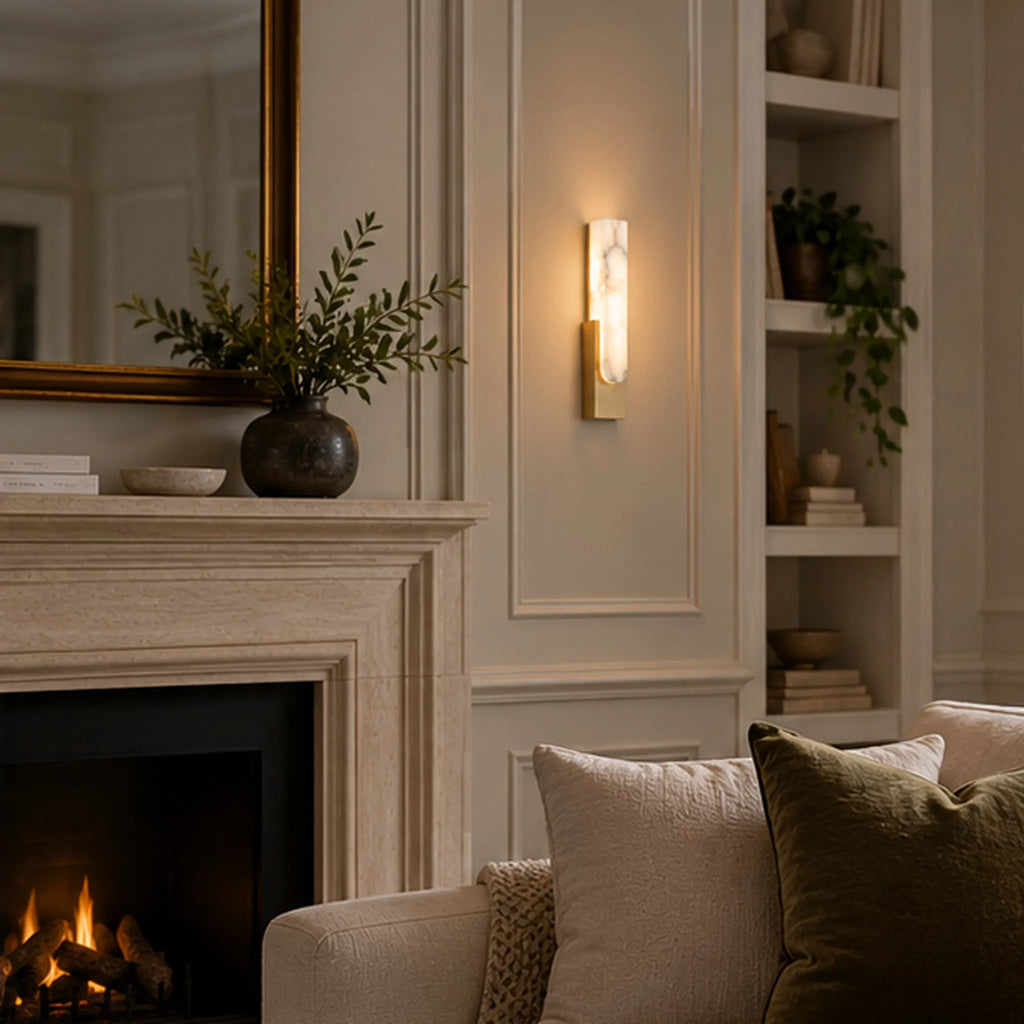 Tall Alabaster Channel Wall Light