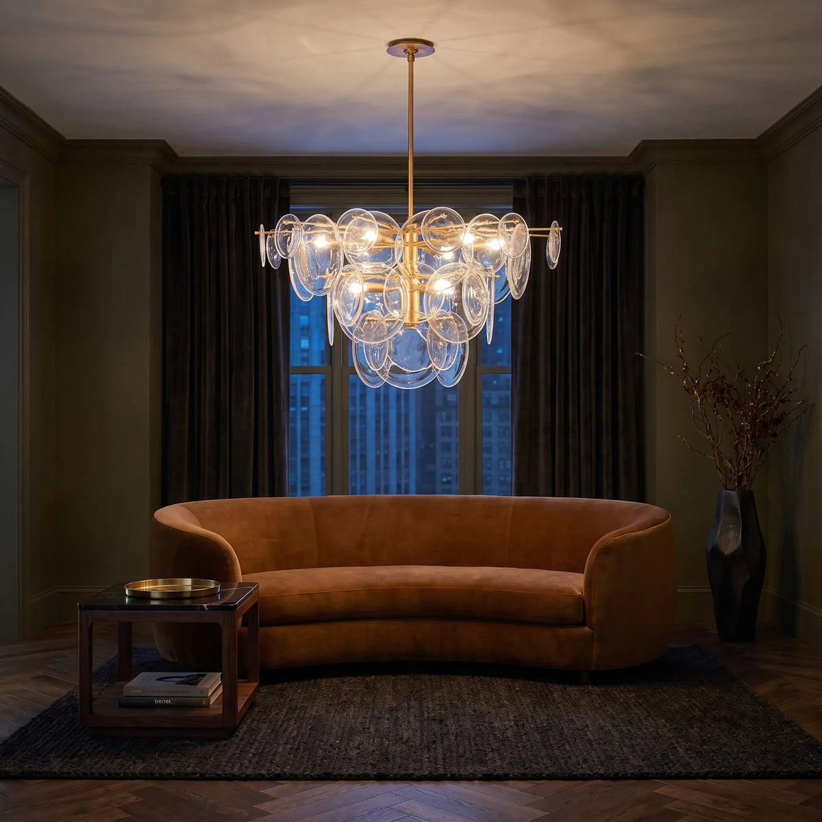 Tiered Glass Disc Chandelier