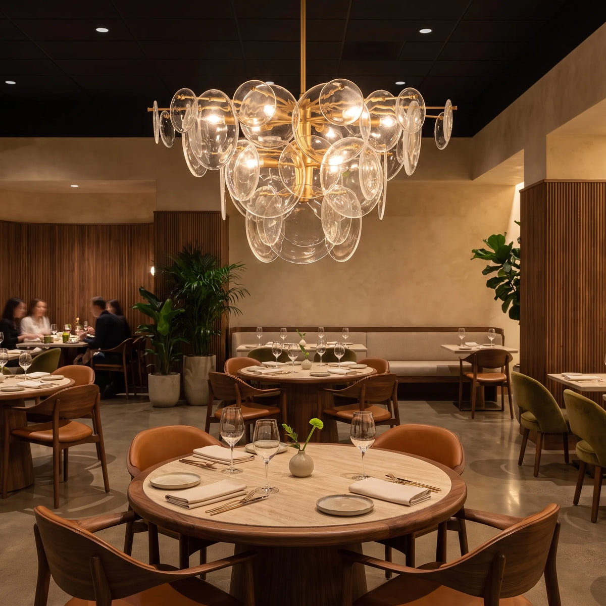 Tiered Glass Disc Chandelier