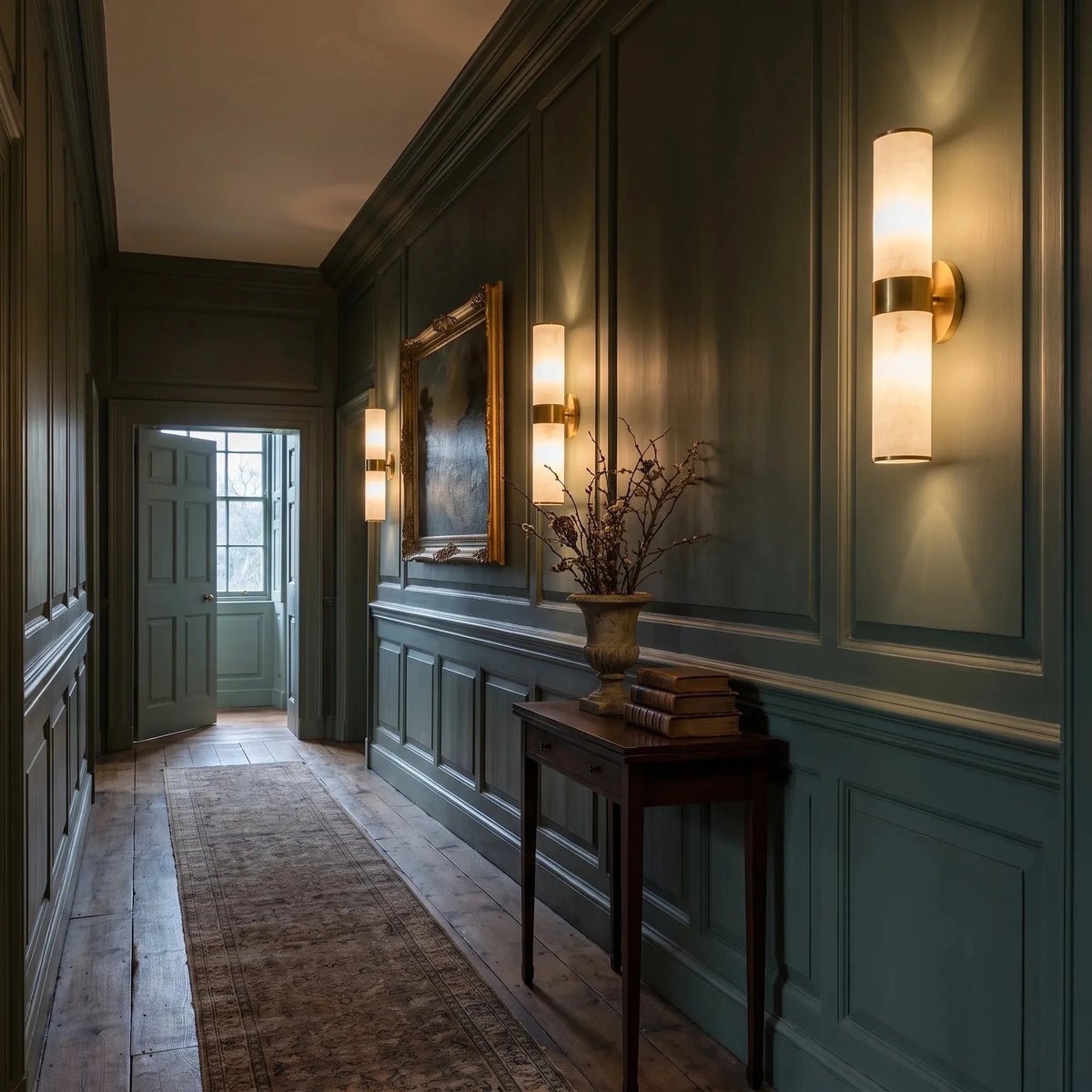 Twin Cylinder Alabaster Wall Light