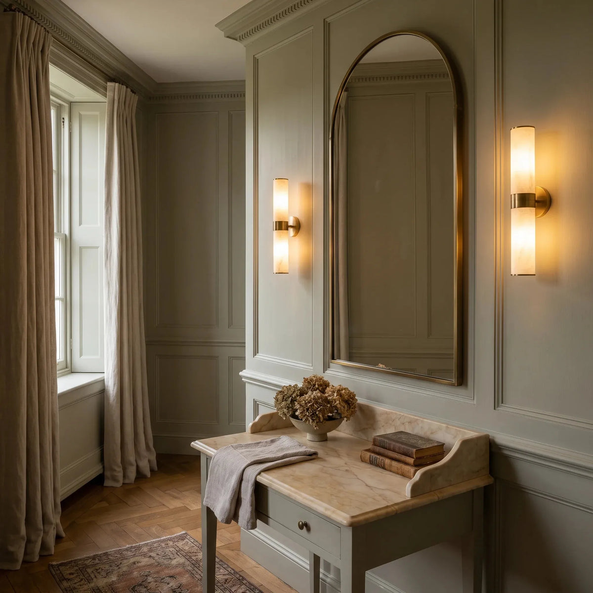 Twin Cylinder Alabaster Wall Light