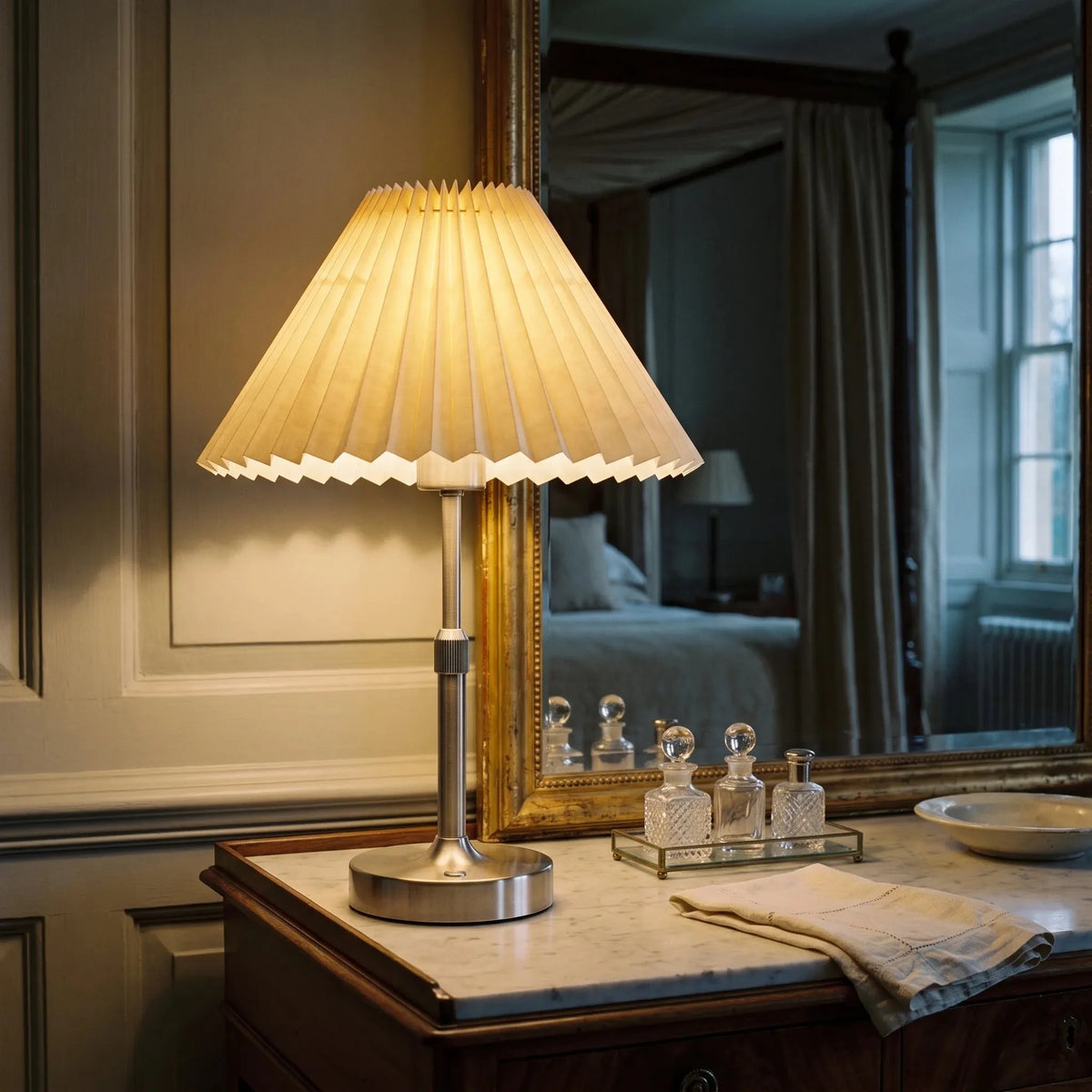 Wide Pleated Portable Table Lamp